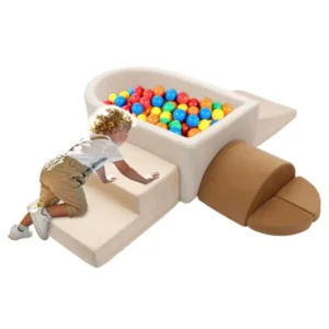 Foam Climbing Blocks with Ball Pit for Toddlers, 6-Piece Soft Play Set Toddler Climbing Toys Indoor,