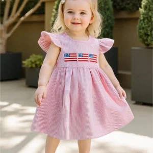 Toddler Baby 4th Of July Outfit Girls Fourth Of July Dress American Flag Smocked Dresses Independence Day Clothes