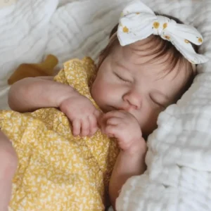 BZDOLL 50cm 20inch Asleep Reborn Doll, 3D Veined Skin, Cloth Body & Vinyl Limbs, Realistic Newborn Art Toy, Kids Birthday Gift