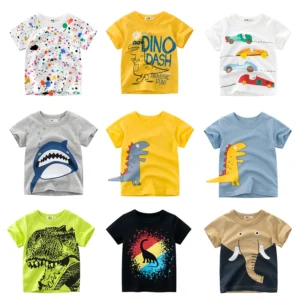 OLEKID 2025 Summer Children Boys Clothing Printed Cartoon Boys T-Shirts 2-8 Years