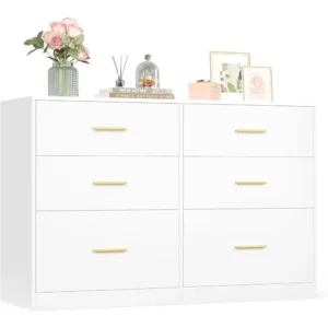 Modern 6-Drawer Chest in Cloud White