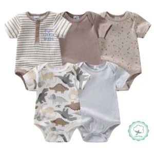 5pcs Newborn Baby Boy Short Sleeve Bodysuits, (Boys), Perfect for Outdoor