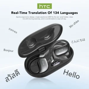 30Hrs Playback Bluetooth Headphones HTC NE57 Wireless Earphones Noise Canceling Earbuds with Battery Indicator for Music