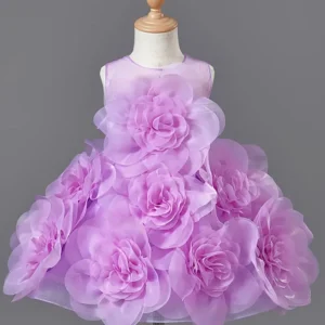 Girls Princess Dress Luxury Elegant Lilac Sleeveless Party Evening Dresses